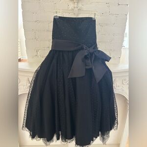 Vintage BCBG Paris Black Embellished Strapless Midi Dress 
Size: 8 
EUC